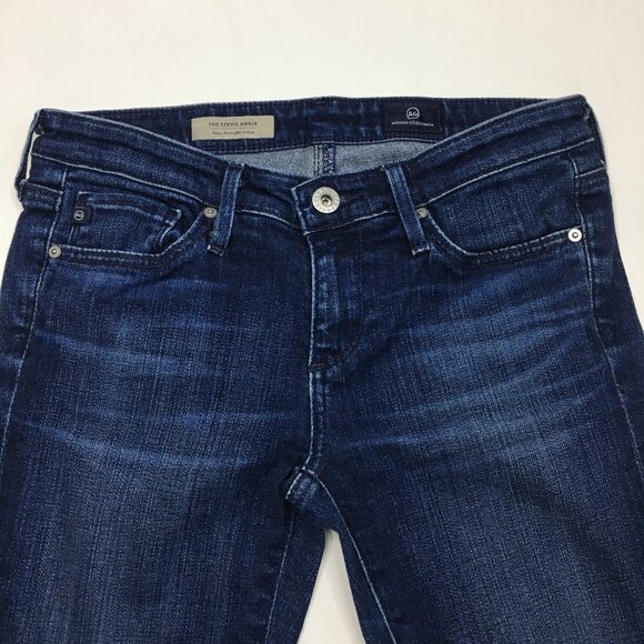 AG ADRIANO GOLDSCHMIED Medium/Dark Wash The Stevie Ankle Slim Straight Jeans - Picture 4 of 11